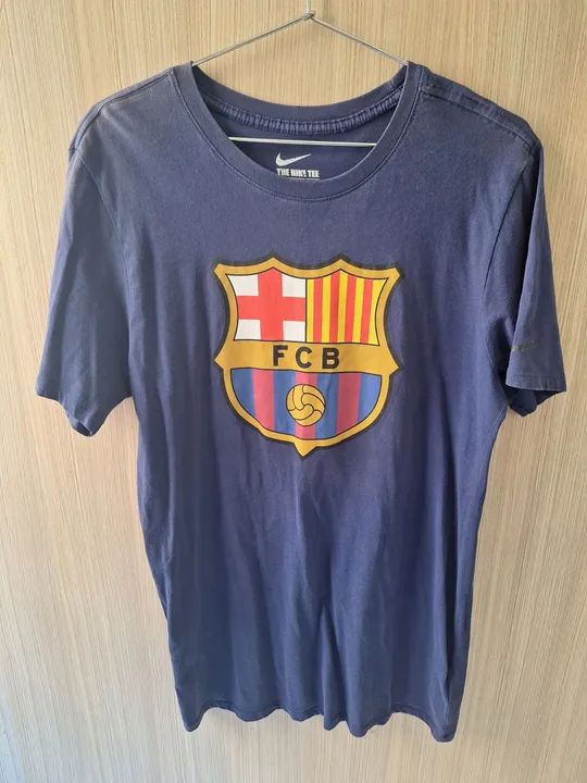 Camiseta Barcelona Azul Tamanho M Tecido Algodão - Foto 2