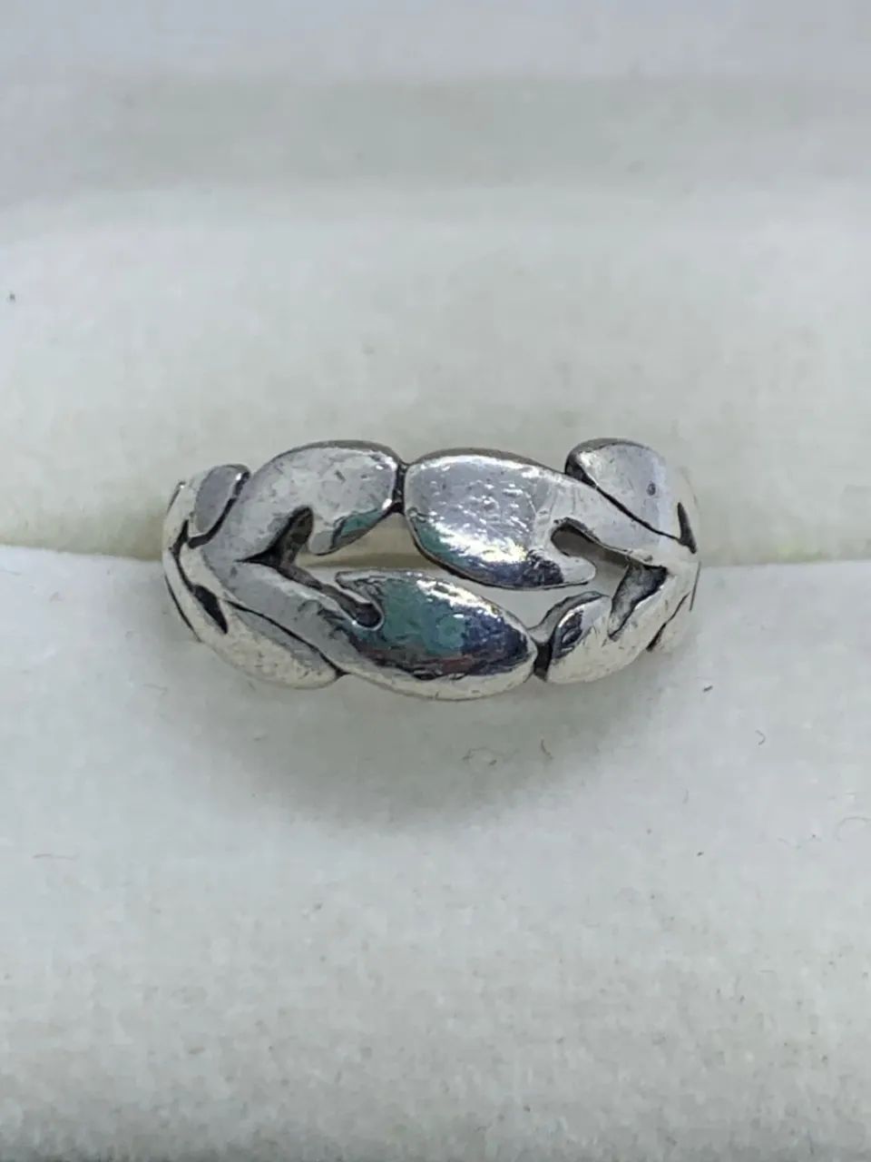 Anel de prata 925 com design de folhas tamanho 14