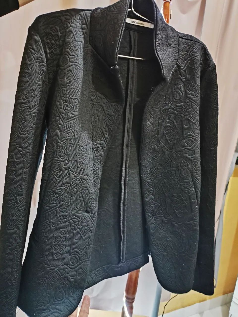 Jaqueta Blazer Preta Texturizada Botswana