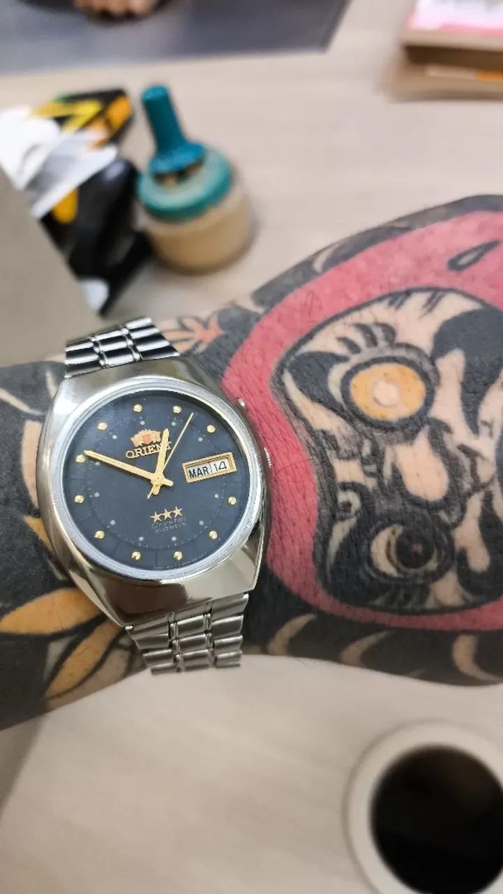 Relógio Orient Automático Masculino fundo azul 