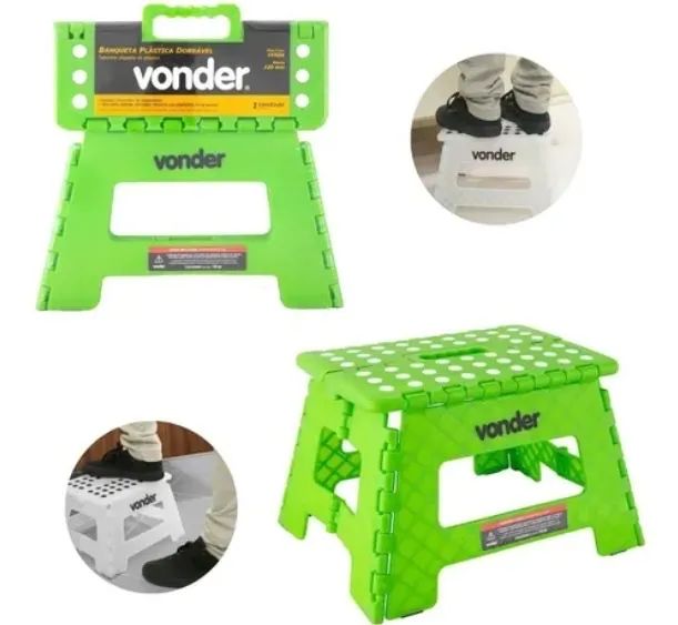 Banco dobrável de plástico verde Vonder - Foto 3
