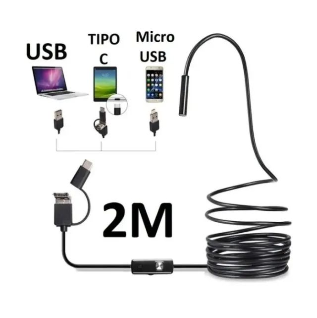 CAMERA ENDOSCOPICA BOROSCOPIO CABO DE 2,00 METROS COM ADAPTADORES KNUP KP-MI800/2M PRETO - Foto 4