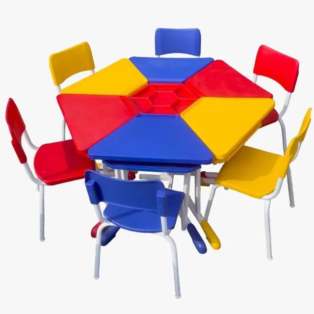 Conjunto de Mesa Hexagonal com 6 Cadeiras 