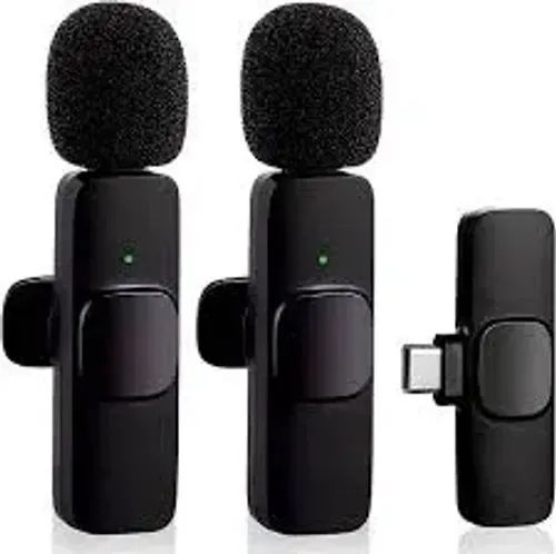 Microfone de Lapela Sem Fio Wireless Duplo Tipo C para Celular