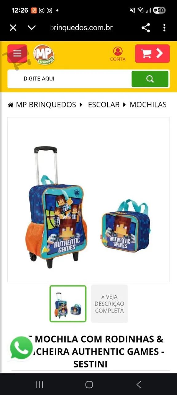 Conjunto de mochila e lancheira com estampa do Authentic Games mais estojo Escolar! - Foto 2