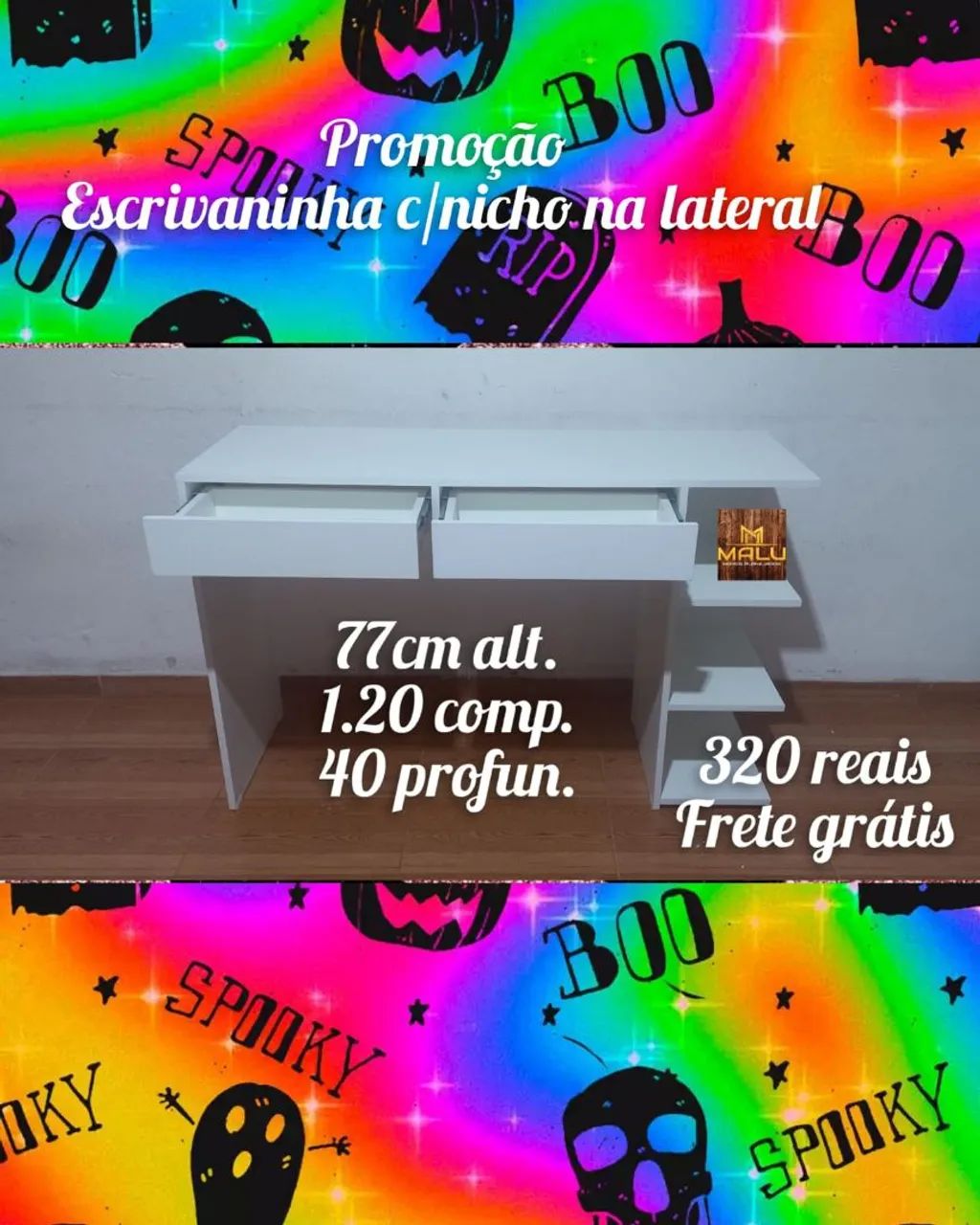 Escrivaninha com nicho na lateral 