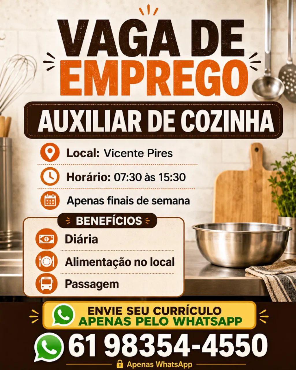 VAGA: AUXILIAR DE COZINHA