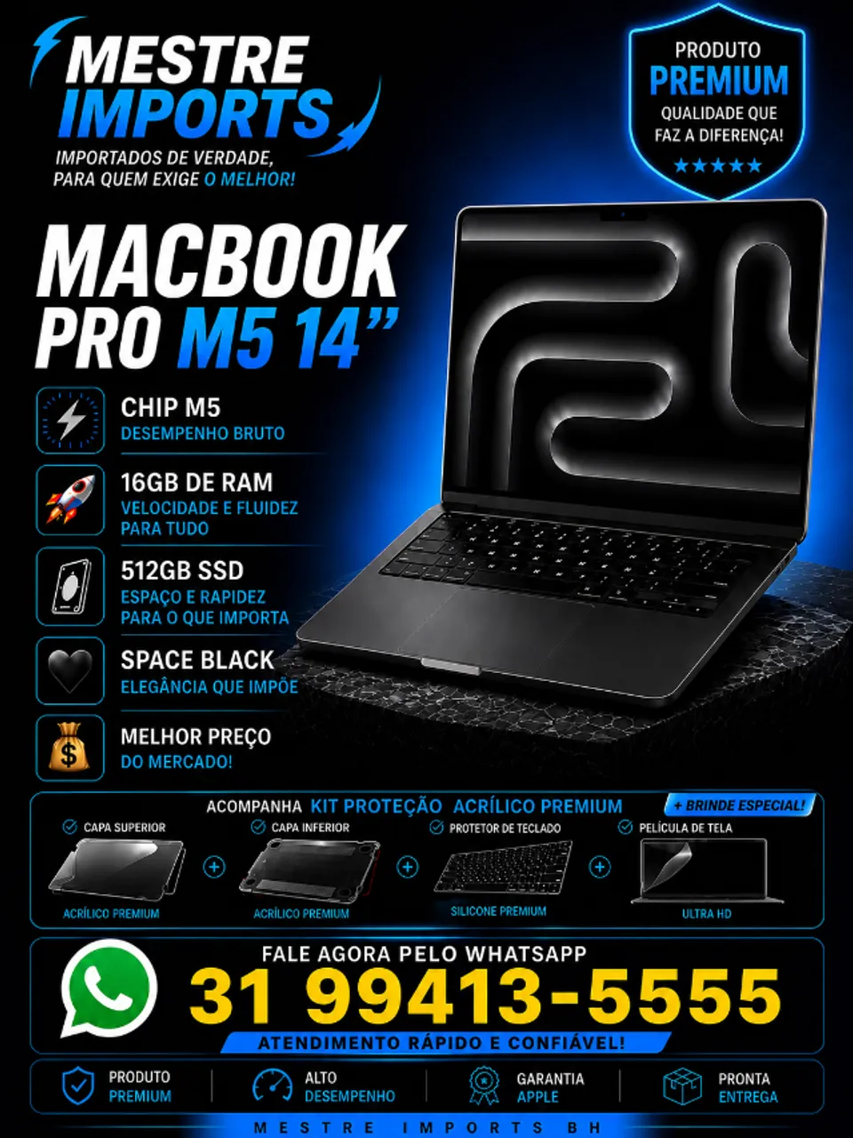MacBook Pro M5 14 Premium 16GB 512SSD Lacrado - Notebooks - Centro
