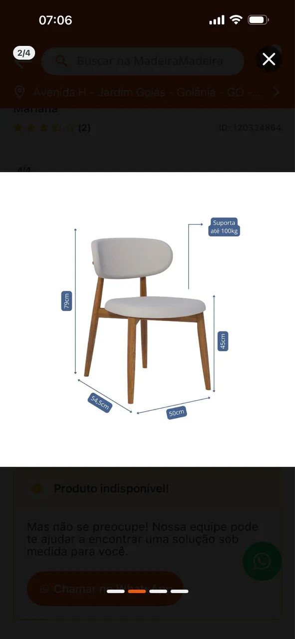 Conjunto com 4 Cadeiras de Madeira para Sala de Jantar - Assento em Linho - Foto 4