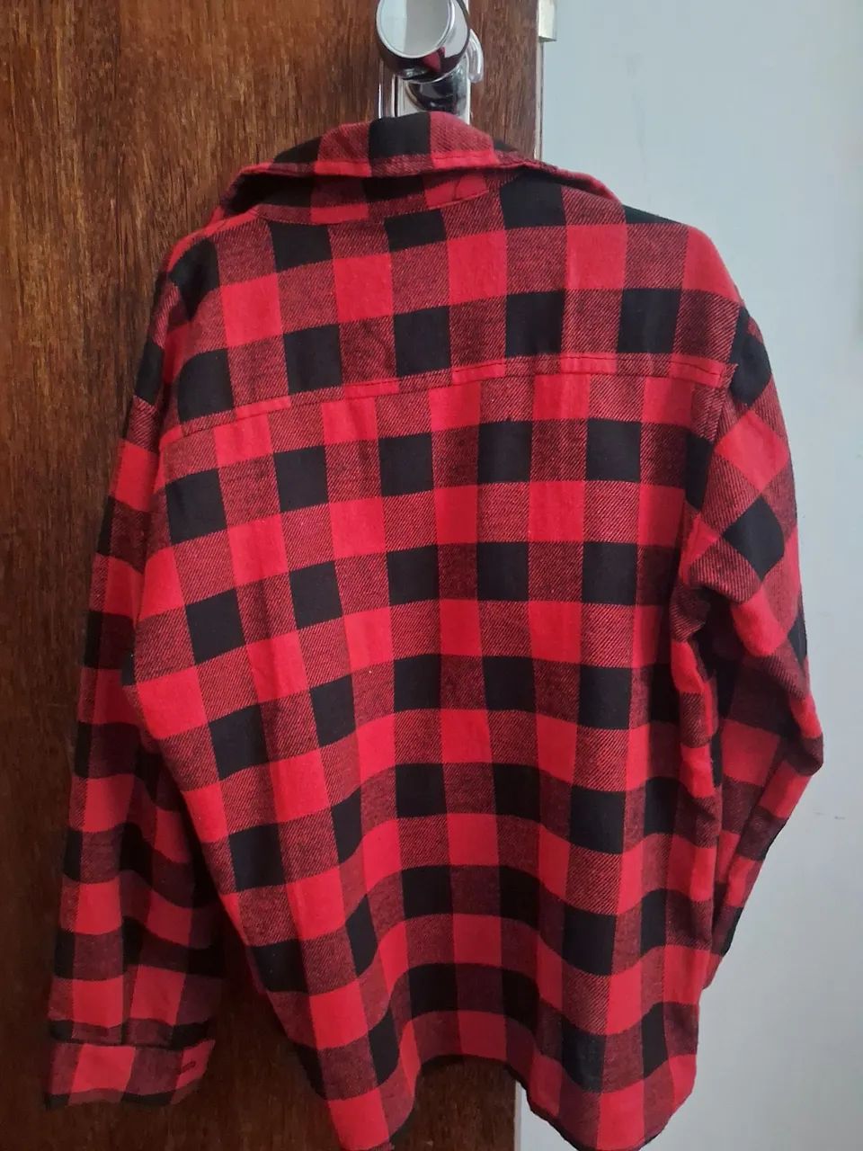 Blusa xadrez manga comprida em algodão - Foto 2