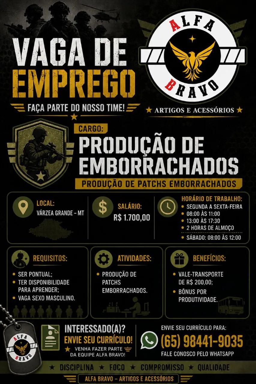 Vaga emprego produção 