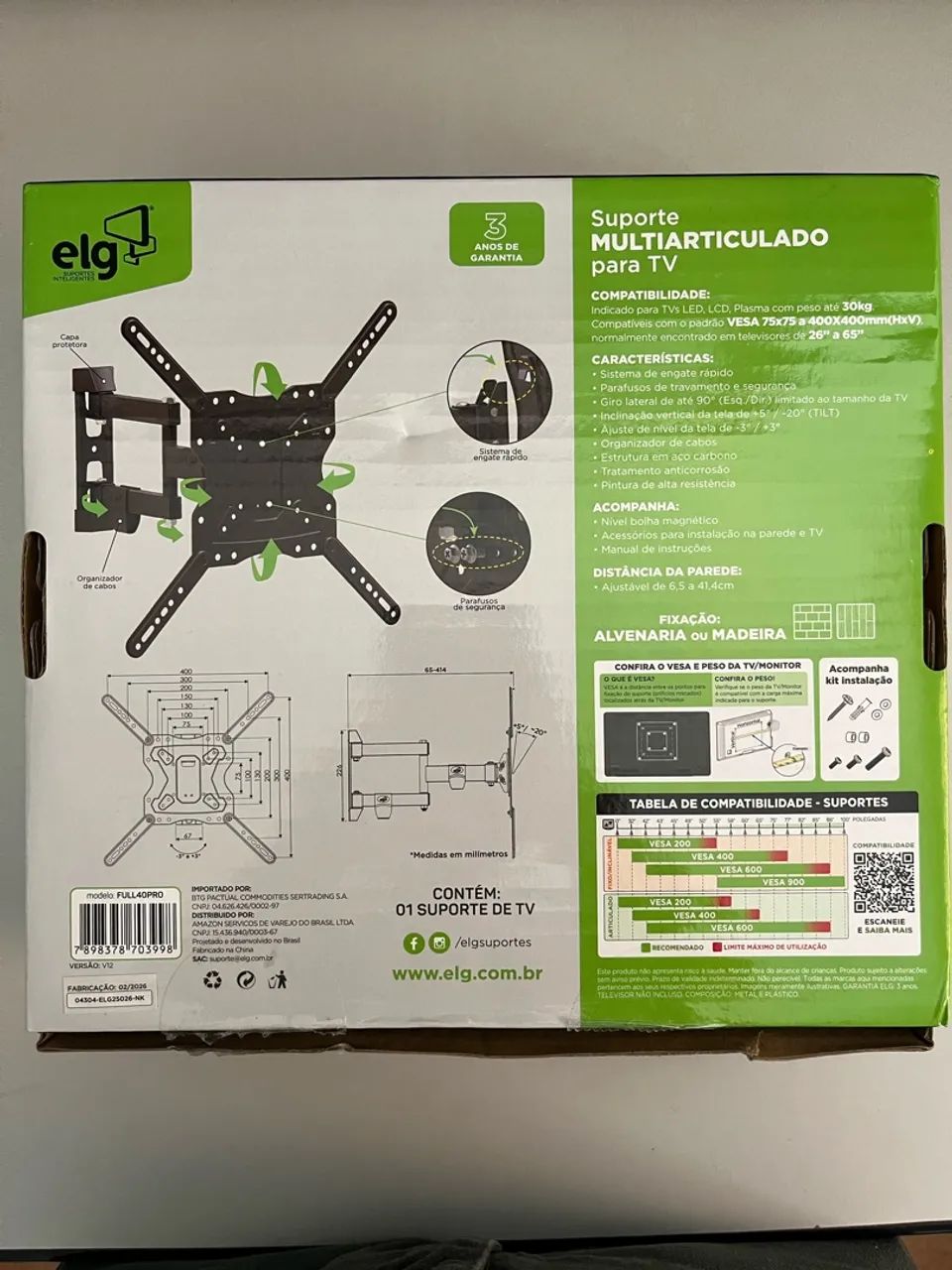 SUPORTE PARA TV 26 a 65 polegadas, ELG, FULL40 PRO - Foto 3