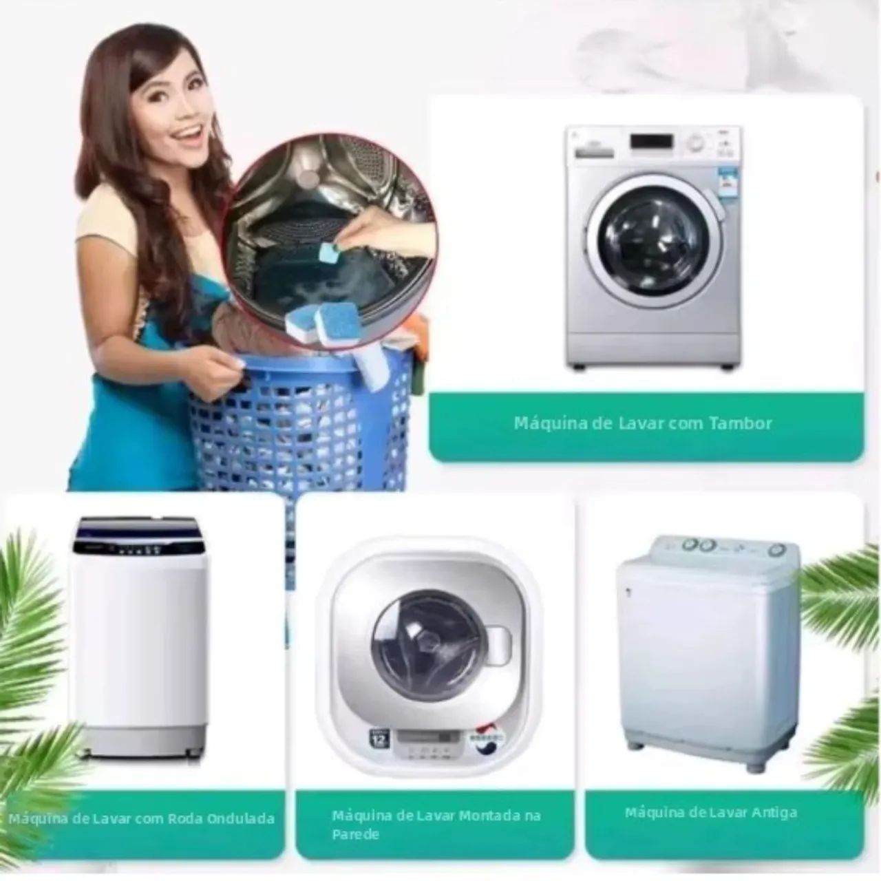 Kit 12 Pastilhas Limpa Máquina de Lavar Roupa - Limpeza Profunda Remove Odores e Resíduos. - Foto 4
