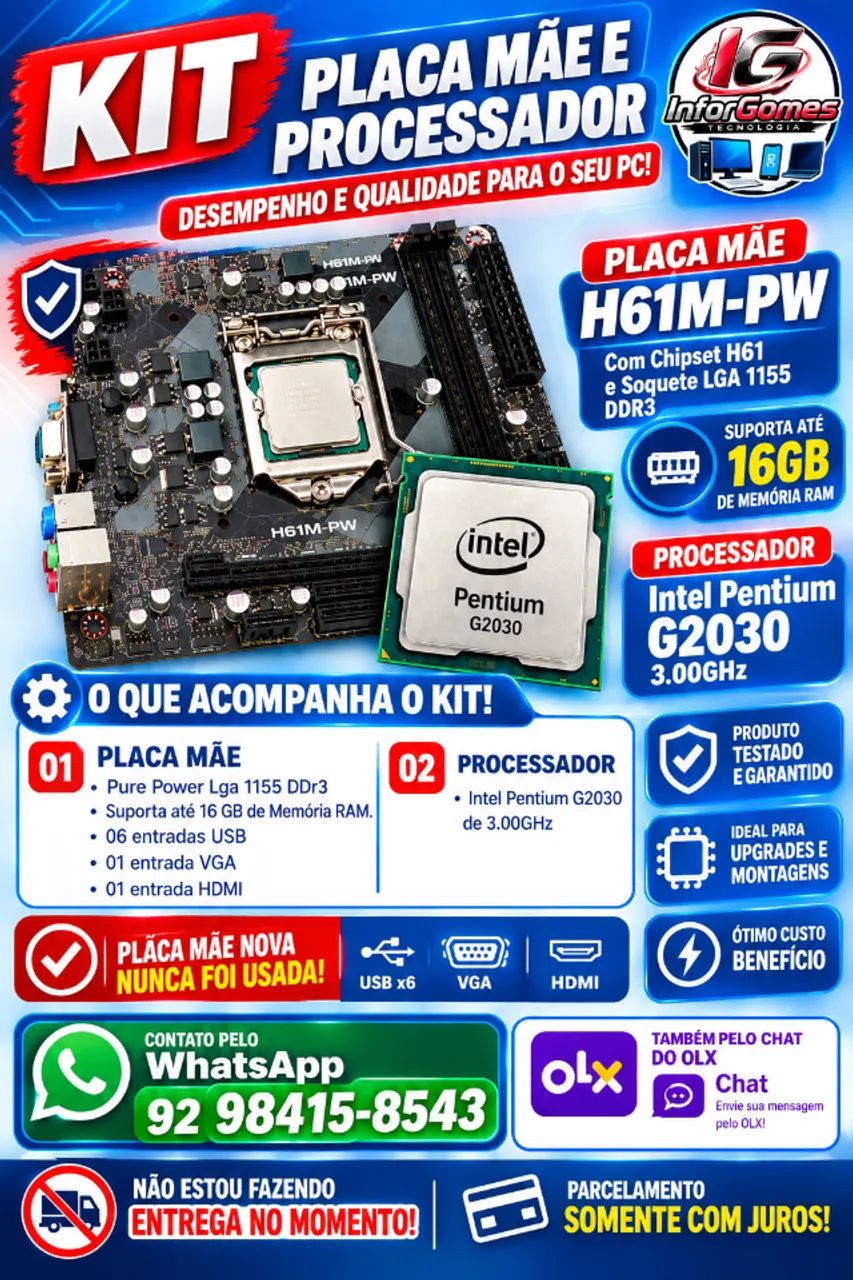 Kit Placa Mãe e Processador DDR3 - Foto 2