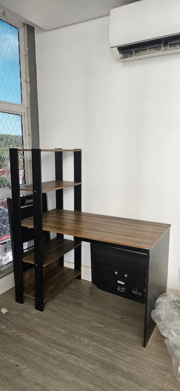 Mesa Escritório Escrivaninha com Estante e Prateleiras - Foto 2