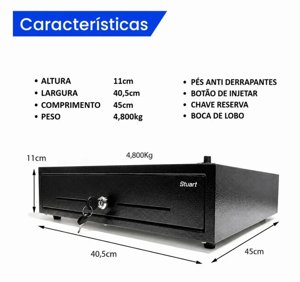 Caixa Gaveta de Dinheiro Com Botão  - Foto 2