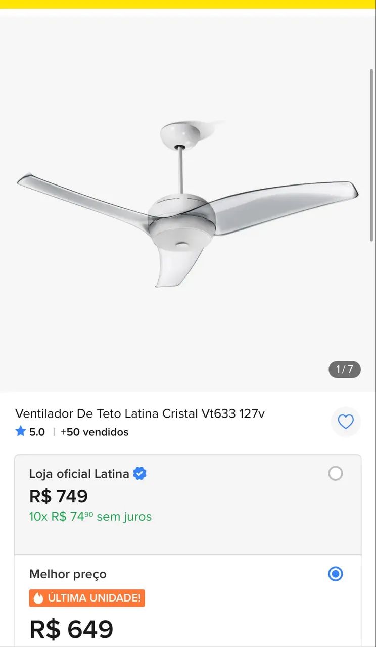 Ventilador teto Latina - Foto 4