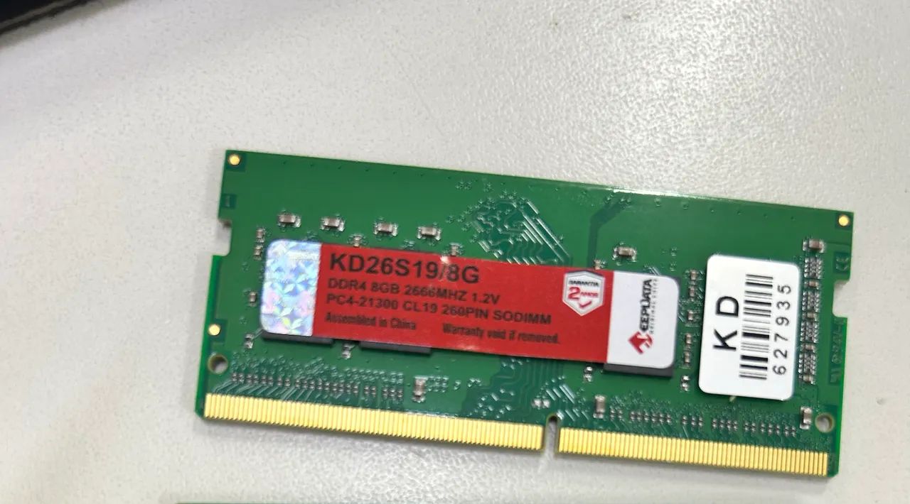 Memória ram 8GB DDR4