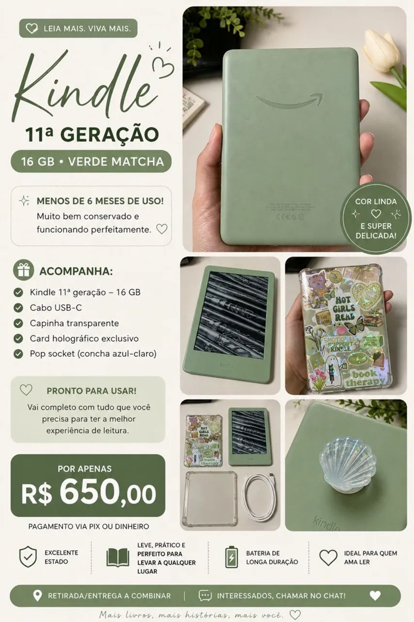 Kindle 11? geração - Verde Matcha - 16G - Foto 2