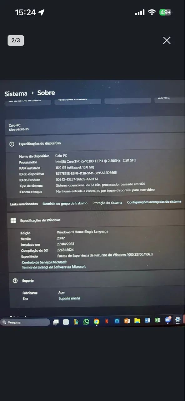 Notebook Acer nitro 5  - Foto 4