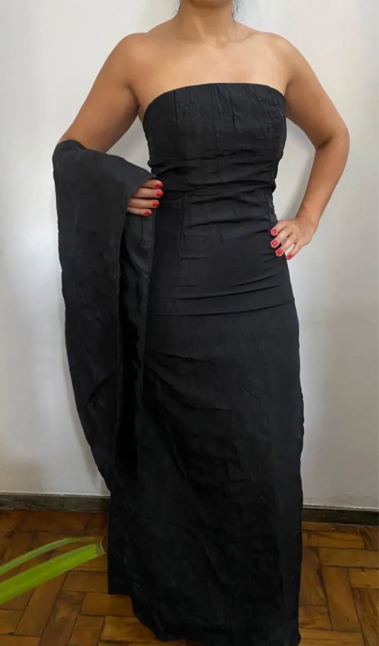 OPORTUNIDADE: Vestido Tomara que Caia Preto com Echarpe - Foto 2