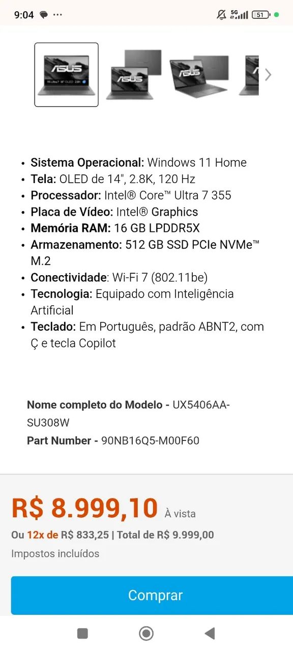Zenbook Asus s14 novo lacrado - Foto 2