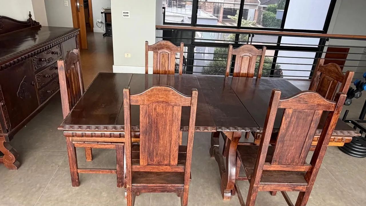 Conjunto Mesa Madeira Maciça Antiguidade 