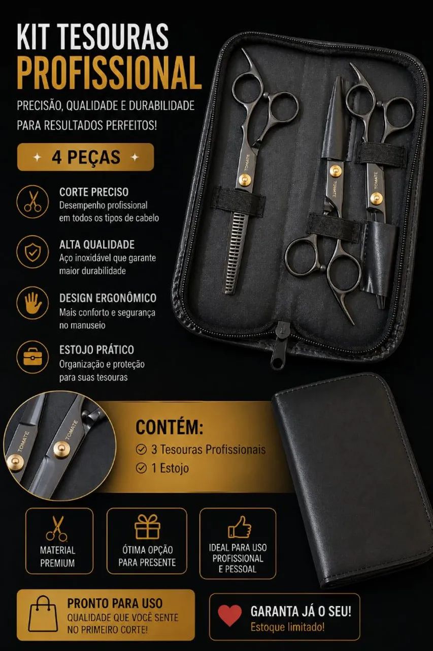 Kit tesouras profissional 