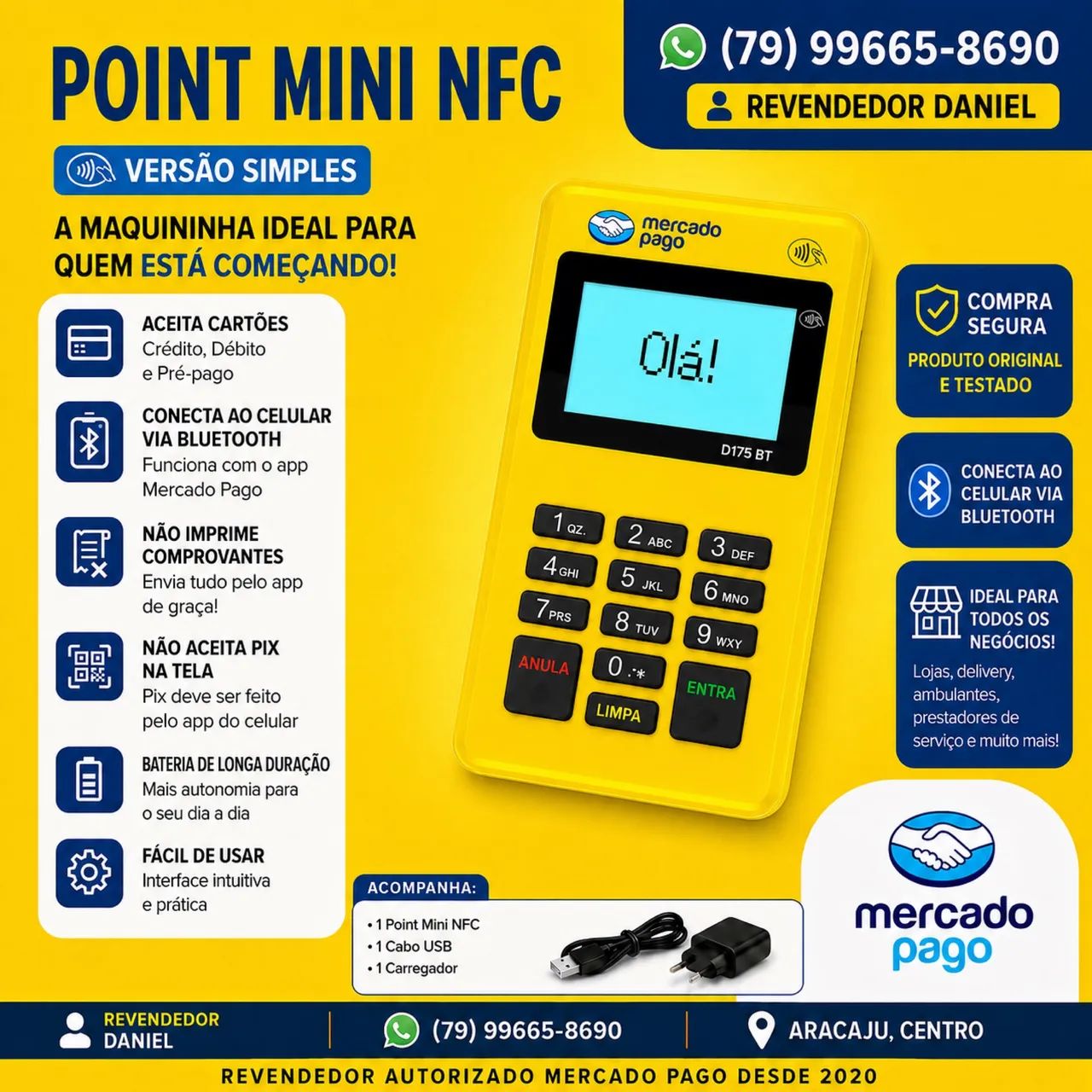 Maquininha de Cartão Point Mini Bluetooth 