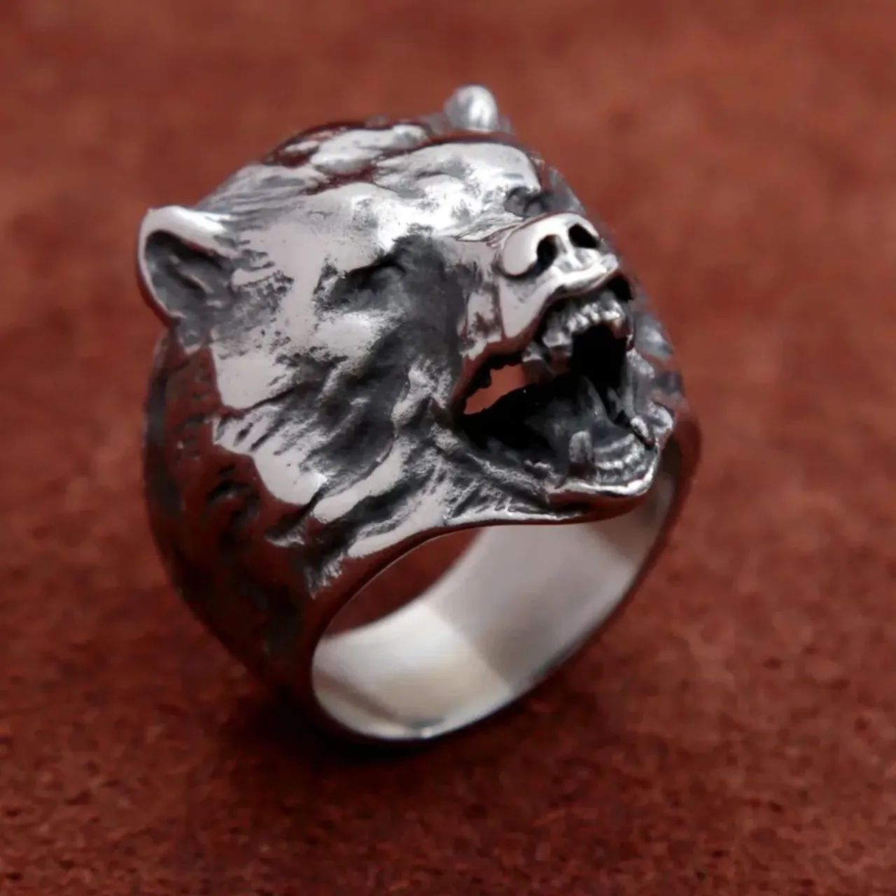 Anél Viking Urso Berserk de aço  - Foto 2