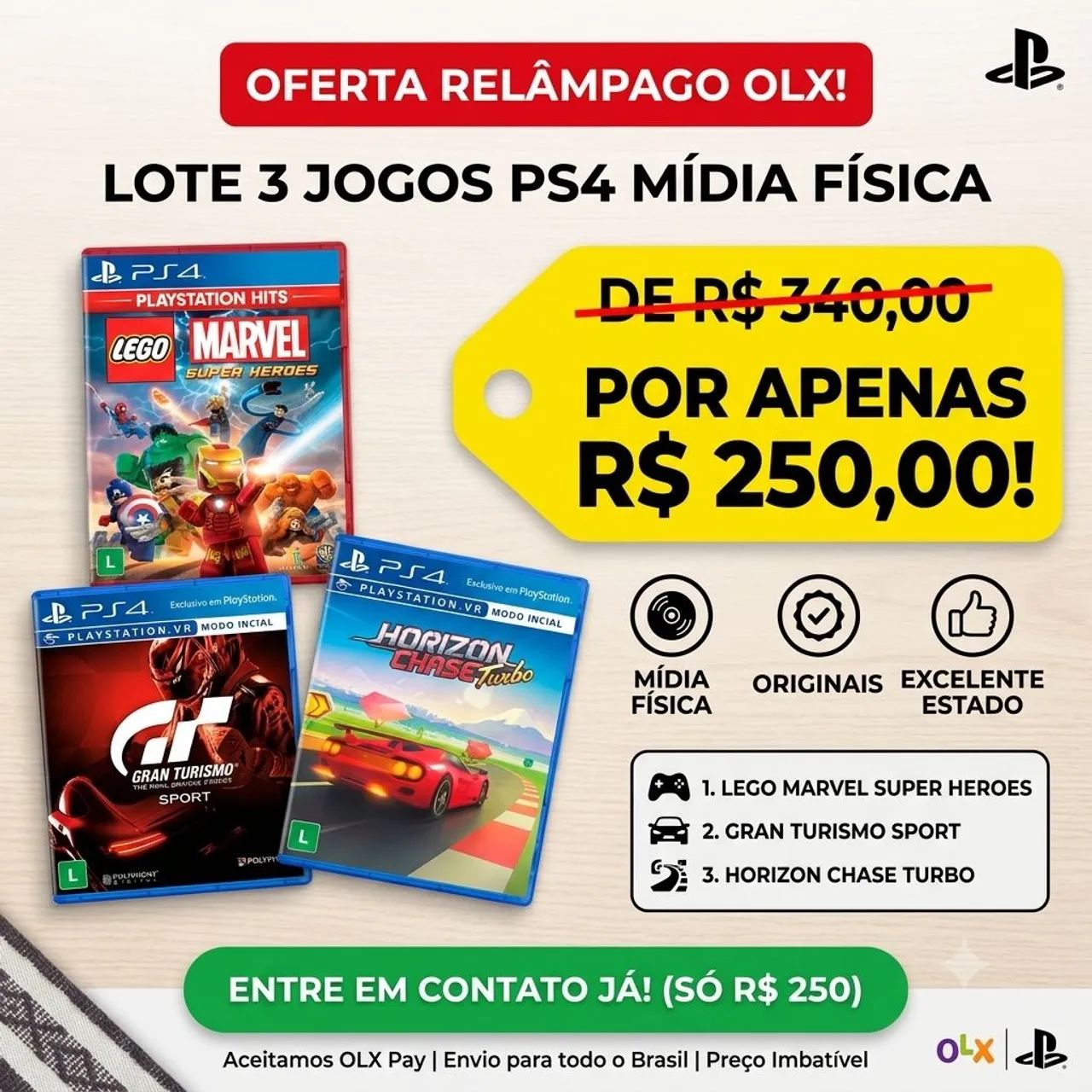 KIT 3 JOGOS PS4 ORIGINAIS - OPORTUNIDADE - Jogos de Vídeo Game