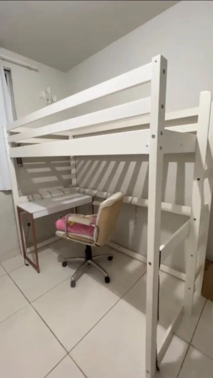 Cama Loft elevada de solteiro 