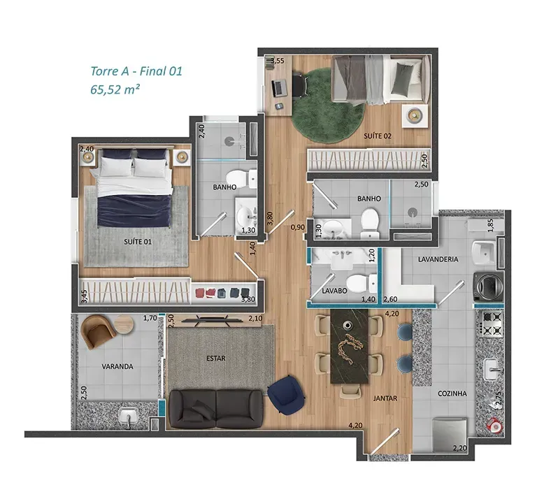 PLANTA 65m²