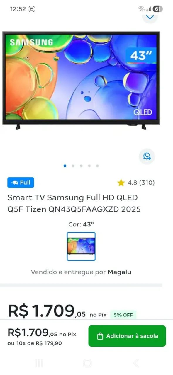 TV Samsung 43 QLED Q5F - Foto 2