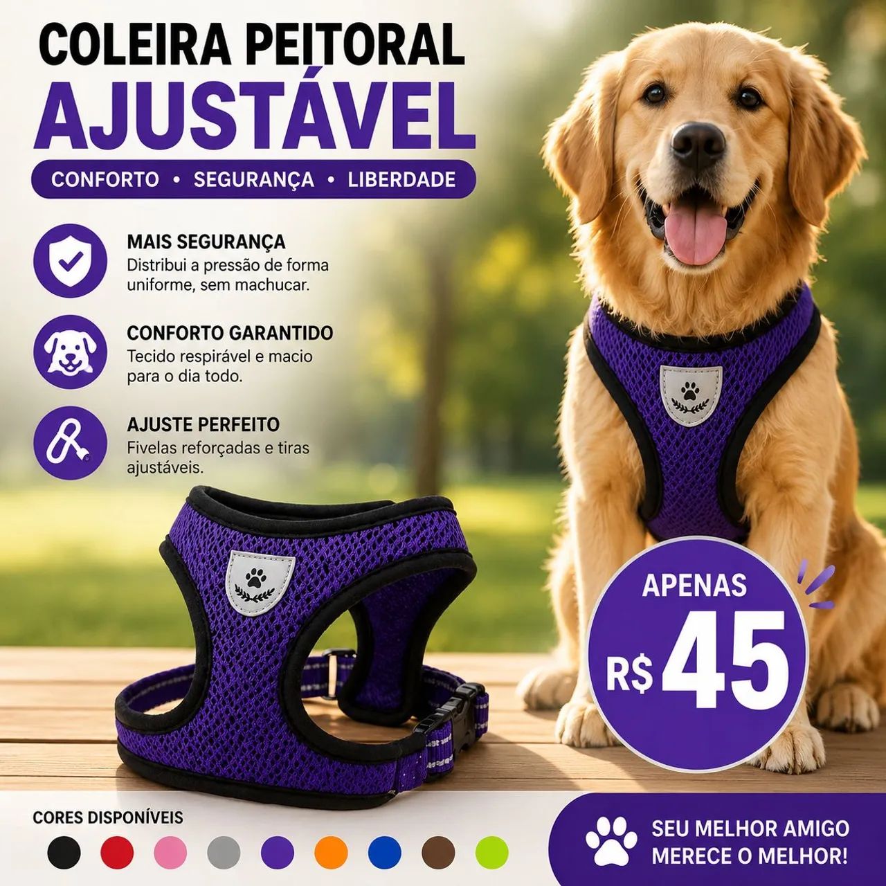 Coleira Peitoral Para cachorro  - Foto 2