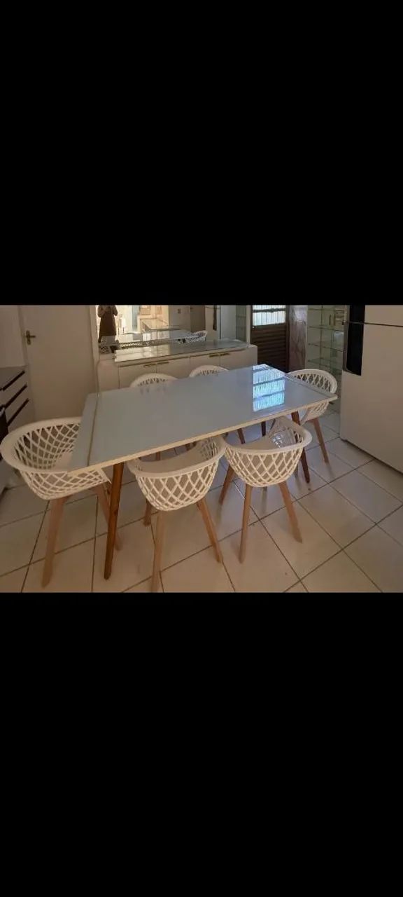 Mesa tampo de vidro 
