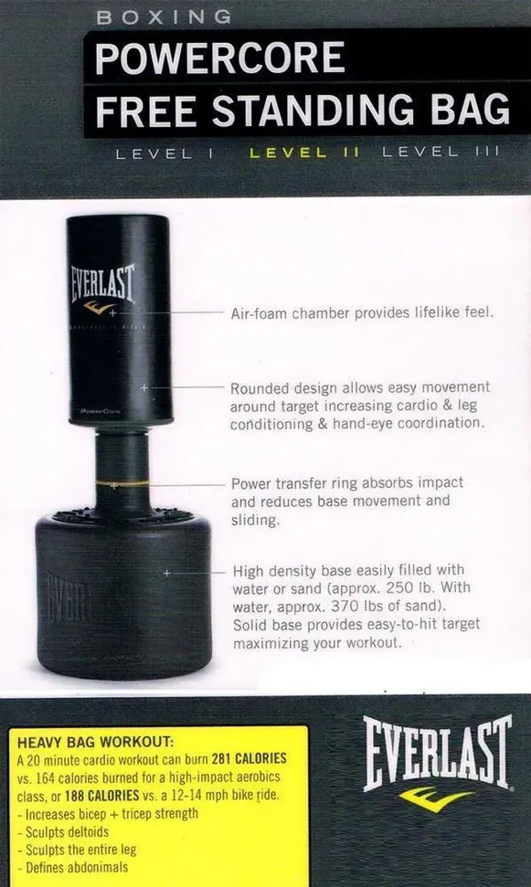 Saco De Boxe Torre Com Base De Chão Powercore Everlast Preto (Usado) - Foto 4