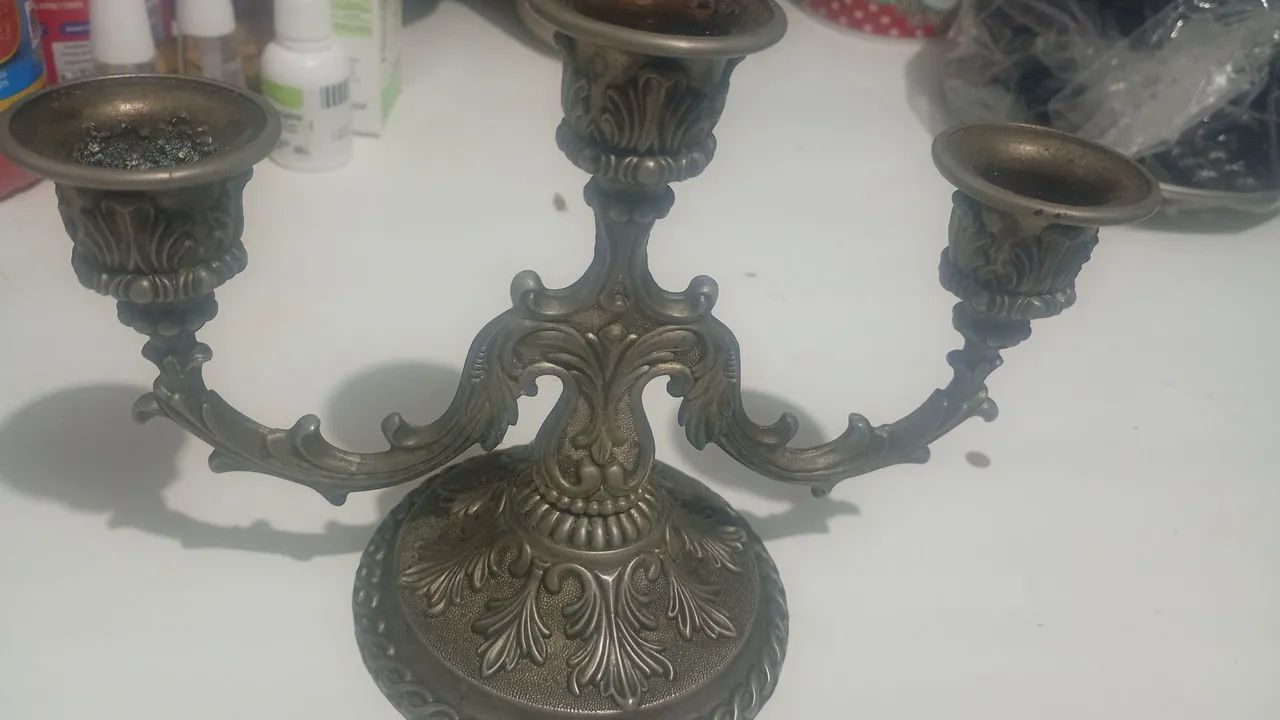 Castiçal antigo 3 velas - Foto 3