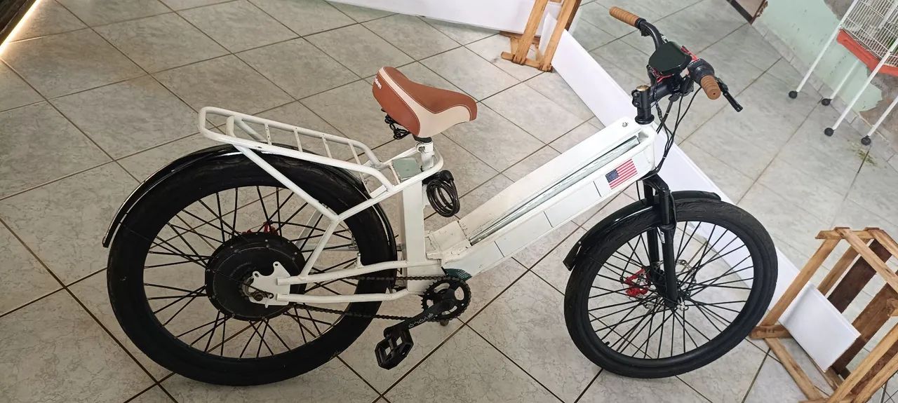 Bicicleta elétrica 800w com alarme e trava