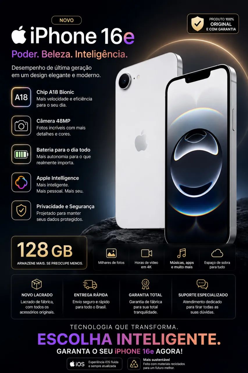 Vendo iPhone zero novo garantia de 1 ano