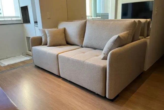 Sofá retrátil e reclinável com braços slim 