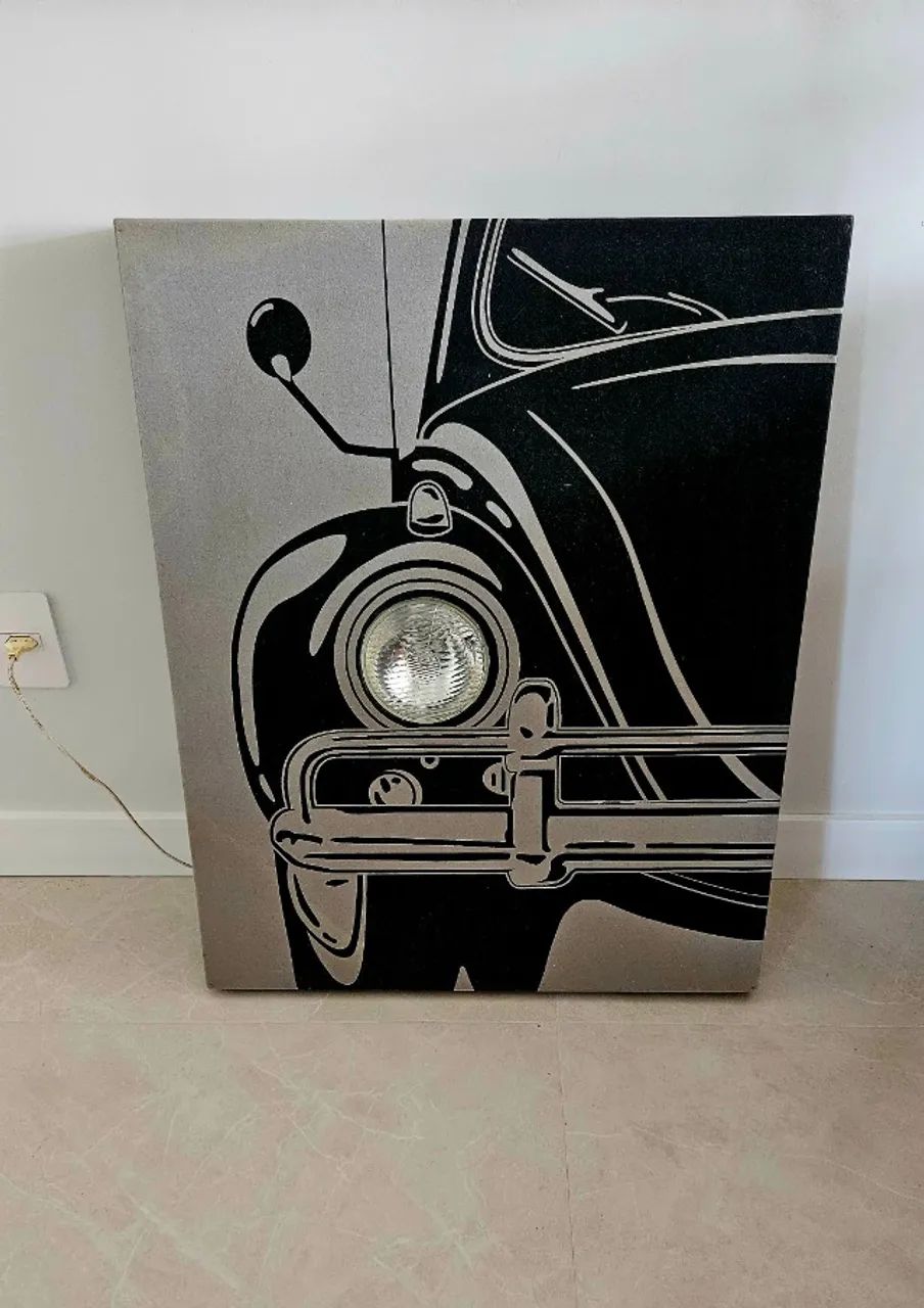 quadro fusca com lâmpada - Foto 3