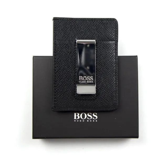 CARTEIRA PORTA CARTÃO MONEY CLIP HUGO BOSS COURO METAL