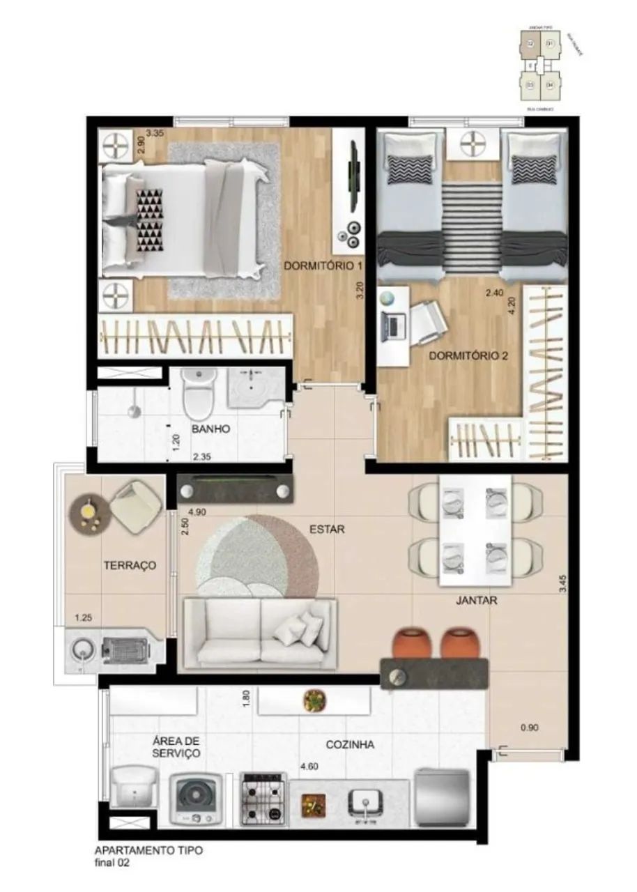 Apartamento com 2 quartos com 65m2 no ABC !!! - Foto 3