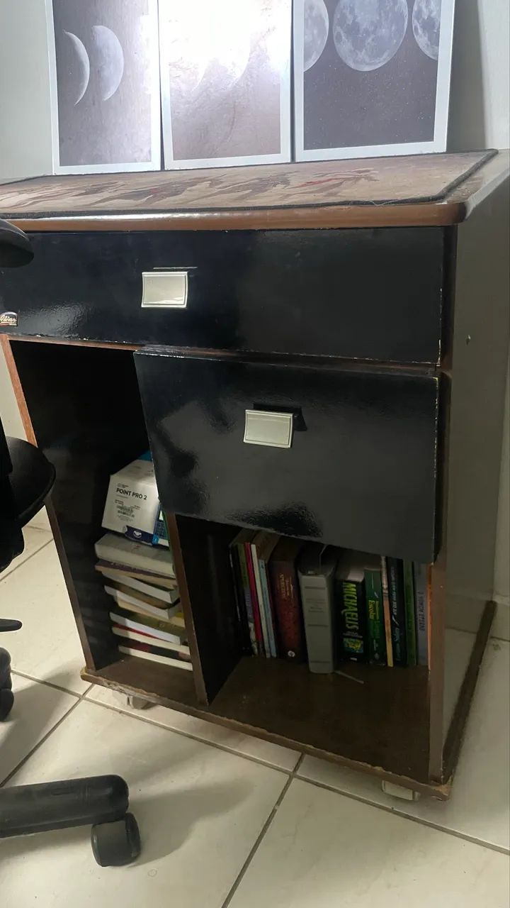 Kit Escritório: Escrivaninha com Gavetas + Cadeira Giratória - Foto 5