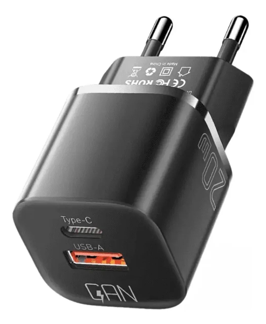 Carregador 20w Dual Usb Essager Preto + Cabo Usb-c Lightning