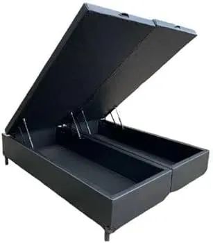 Base Box Baú Queen Bipartido Blindado Preta - Entrega Rápida! 