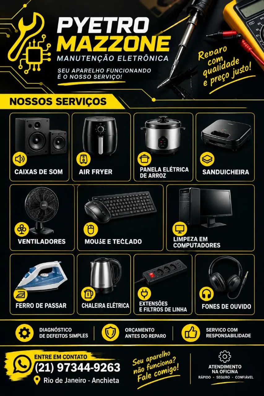 Conserto de eletrodomésticos e eletrônicos em Anchieta RJ