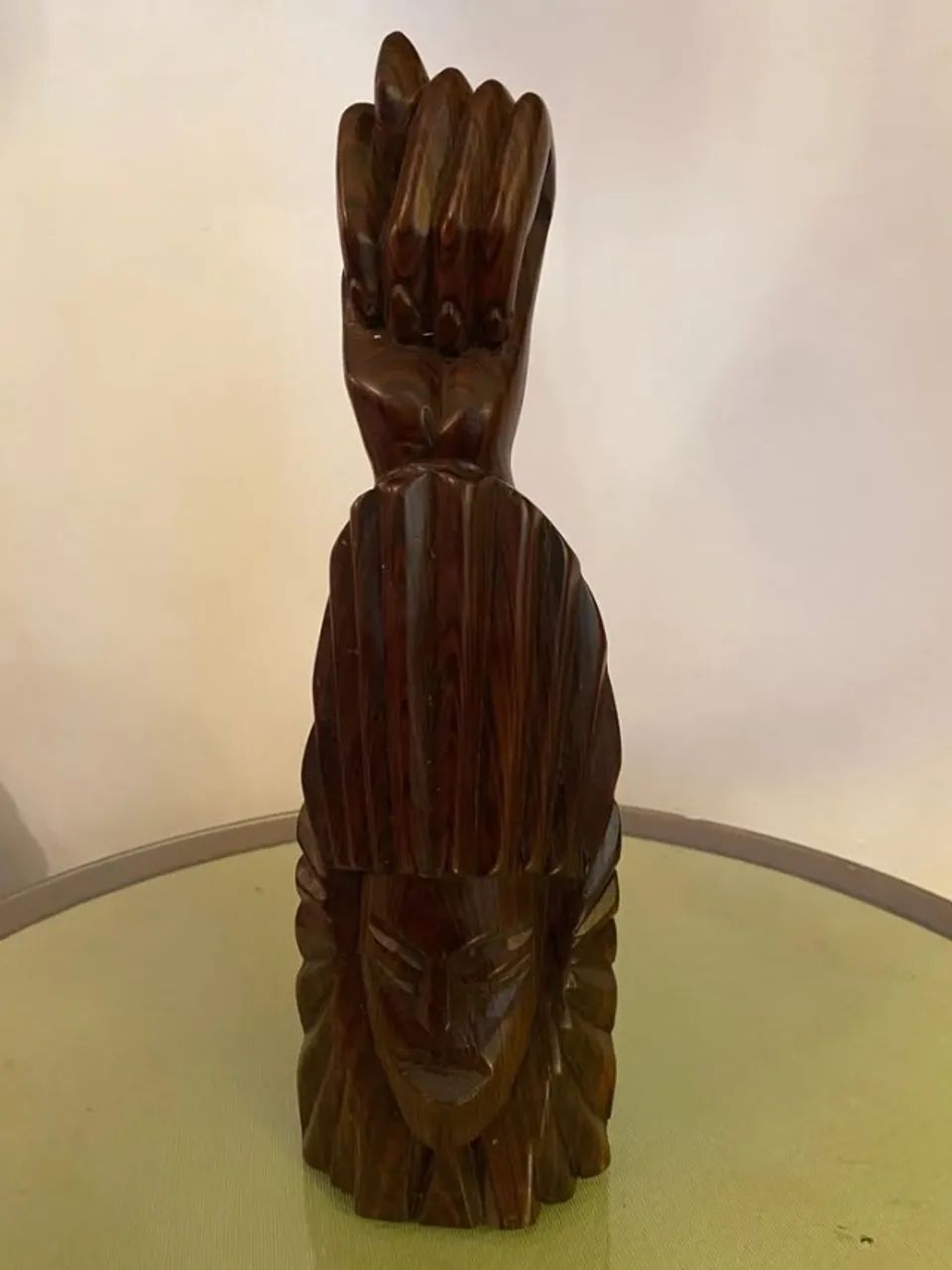Escultura Figa Cabeça Índio Entalhada Em Madeira - Foto 3