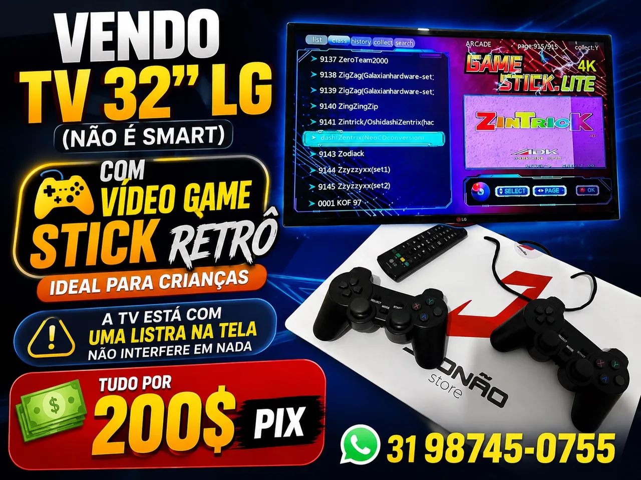 Tv 32 (não é smart) + Game Stick Retrô  - Foto 3